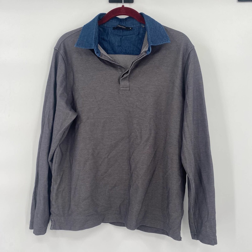 Bugatchi 100% Cotton Denim Collared Shirt Size Medium